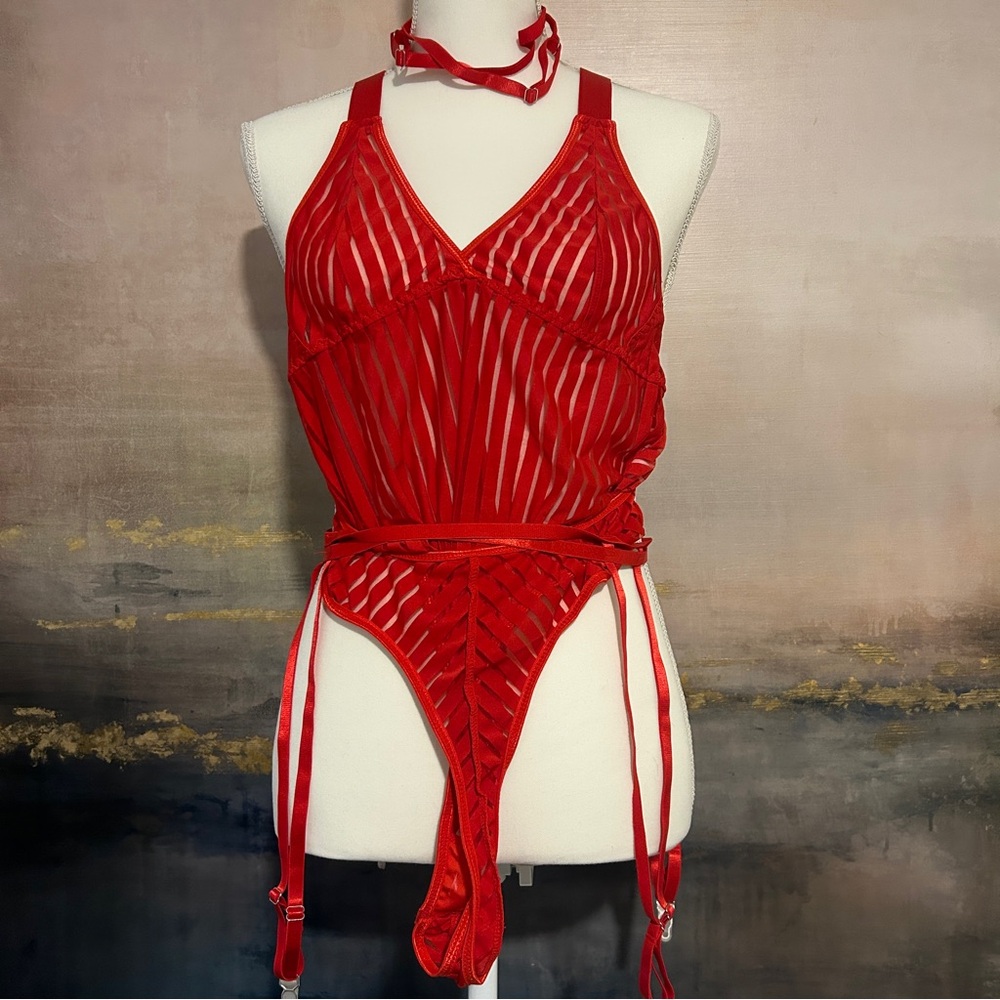 Red lingerie bodysuit